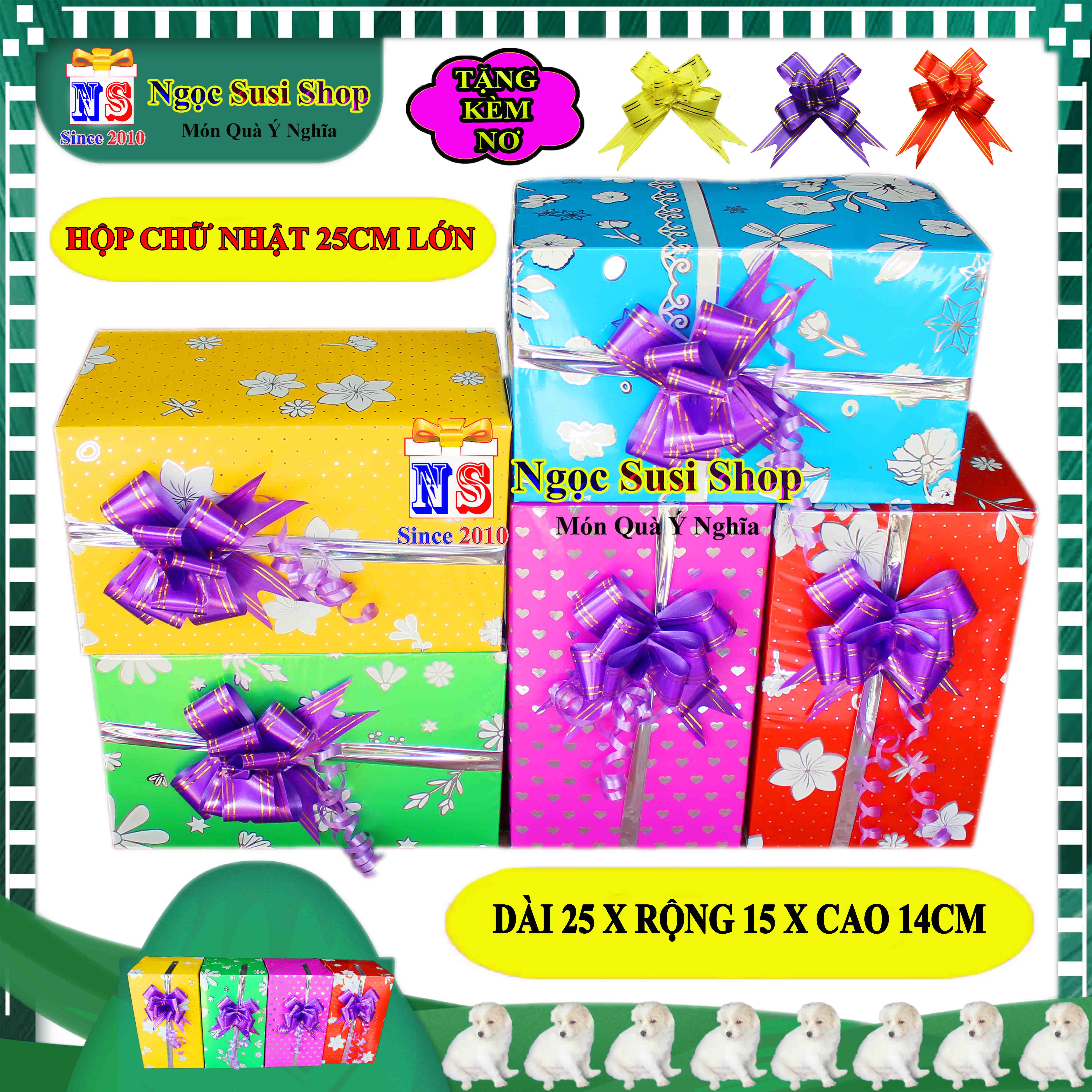 HỘP QUÀ CHỮ NHẬT SIZE LỚN 25CM NGẪU NHIÊN MÀU + TẶNG KÈM NƠ 3CM - HỘP QUÀ TẶNG GIẤY KIẾNG SIÊU ĐẸP