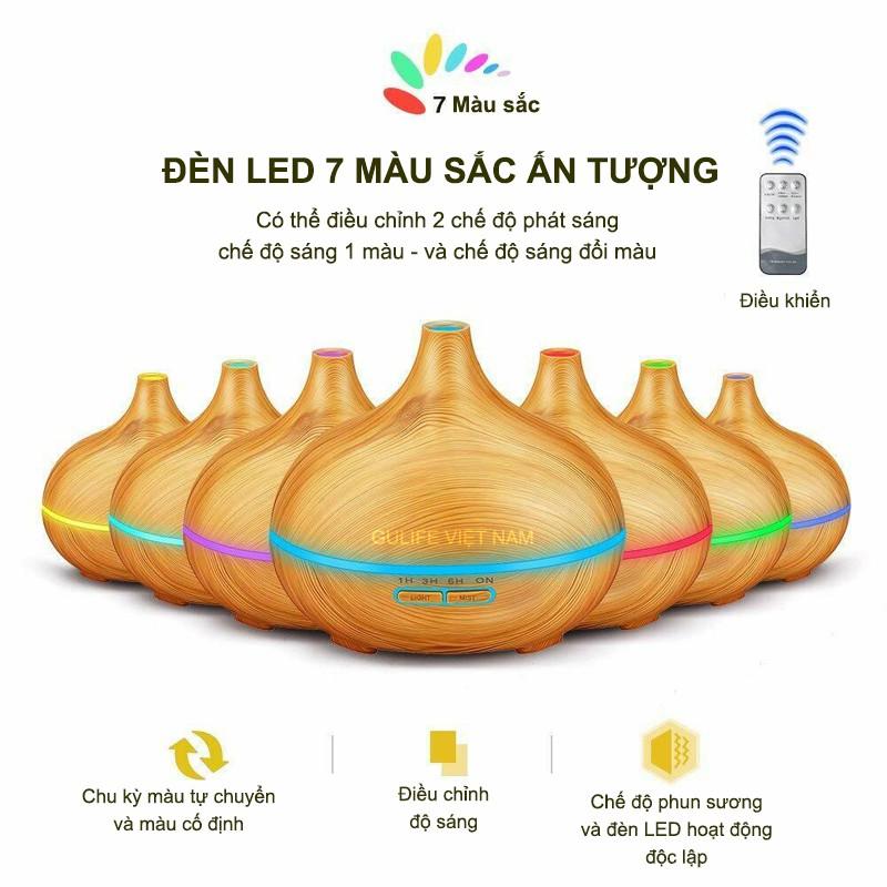 Máy Khuếch Tán Tinh Dầu Phun Sương Tạo Độ Ẩm Cổ Cao Dung Tích 500ml - Tặng Tinh Dầu 10ml &amp; Remote - GULIFE MKT38