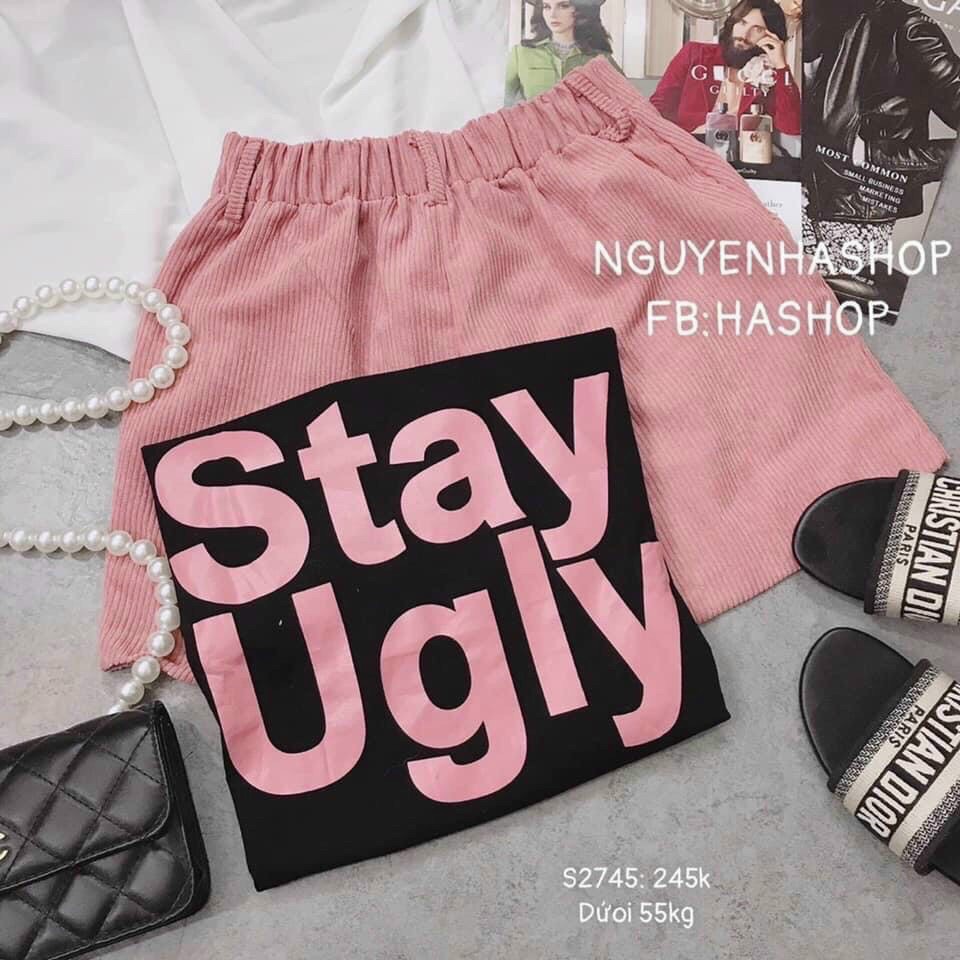 SÉT ÁO IN STAY MÀU Y HÌNH