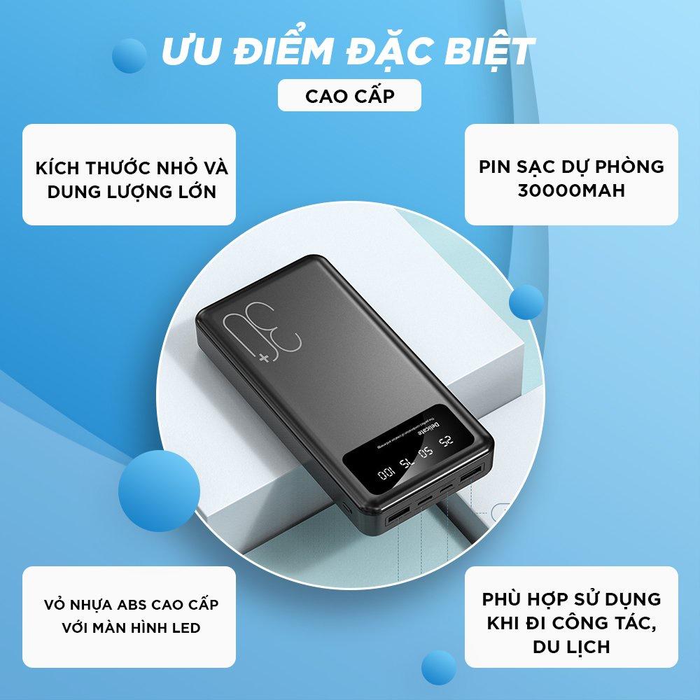 Bộ Sạc Pin Dư Phòng JDB423 Pin Trâu 30.000 Mha, Có Tích Hợp Đèn Pin Chiếu Sáng Rất Tiện Ích NUTEK