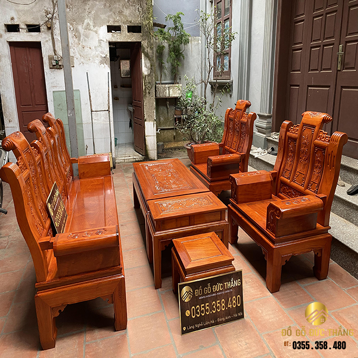 Bàn ghế âu á chương cuốn thư gỗ hương đá