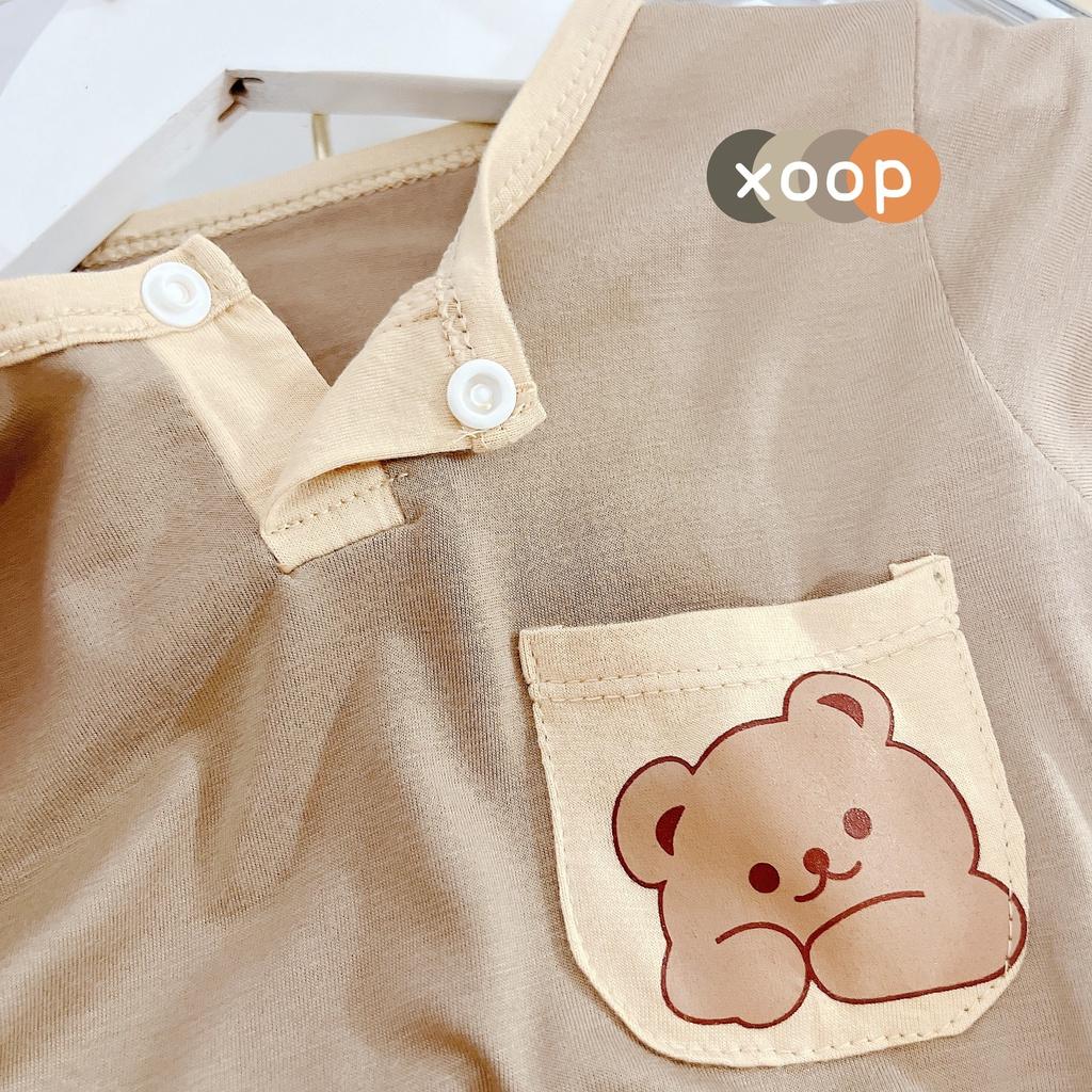 (9-29kg)Bộ cộc tay chất thun lạnh - Bộ cộc tay xoop cổ trụ cúc bấm nhựa có túi gấu cho bé BC5 Shop Phúc Yến