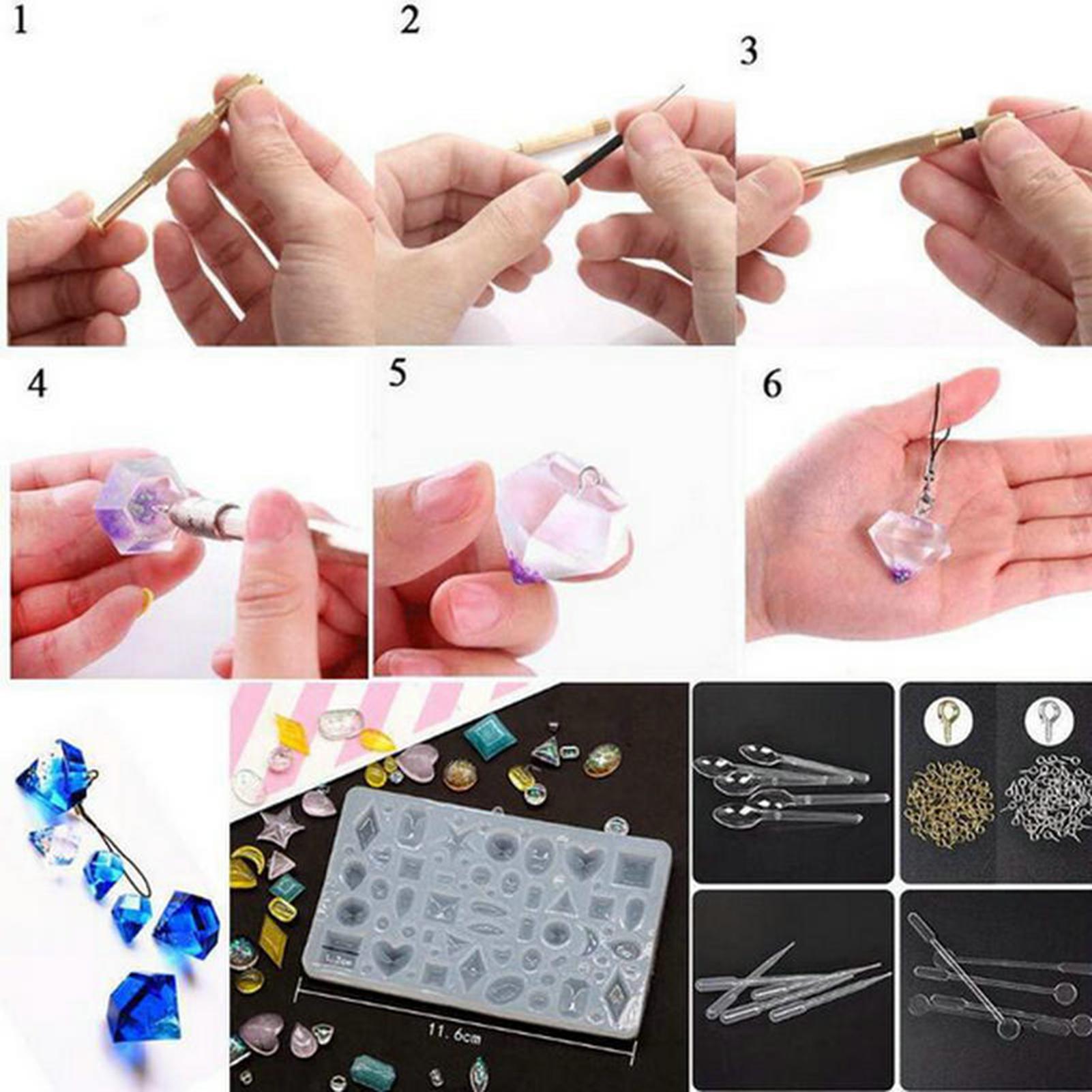 98 viên Keo pha lê Silicone cùng dụng cụ và khuôn làm đồ trang trí