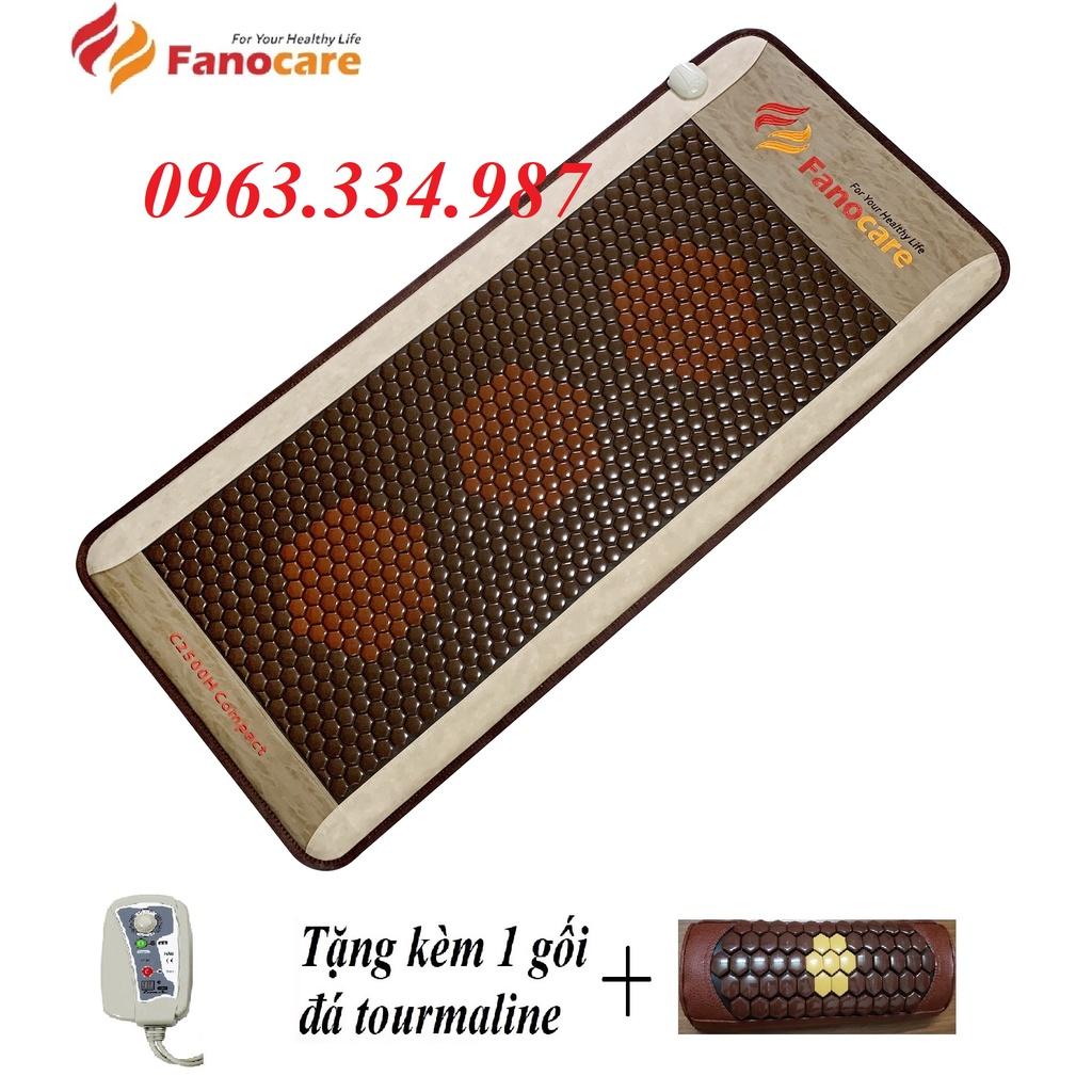 Thảm/Nệm đá nhiệt nóng Fanocare KT 70x170x3.5cm FN70R đá tròn đen (Tặng kèm 1 gối đá tourmaline)