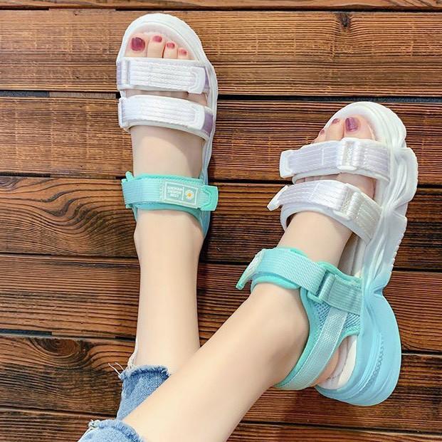 GIÀY SANDAL NỮ MWC - SANDAL HAI QUAI NGANG - GIÀY SANDAL ĐẾ CAO HAI MÀU NĂNG ĐỘNG - NUSD- 2769