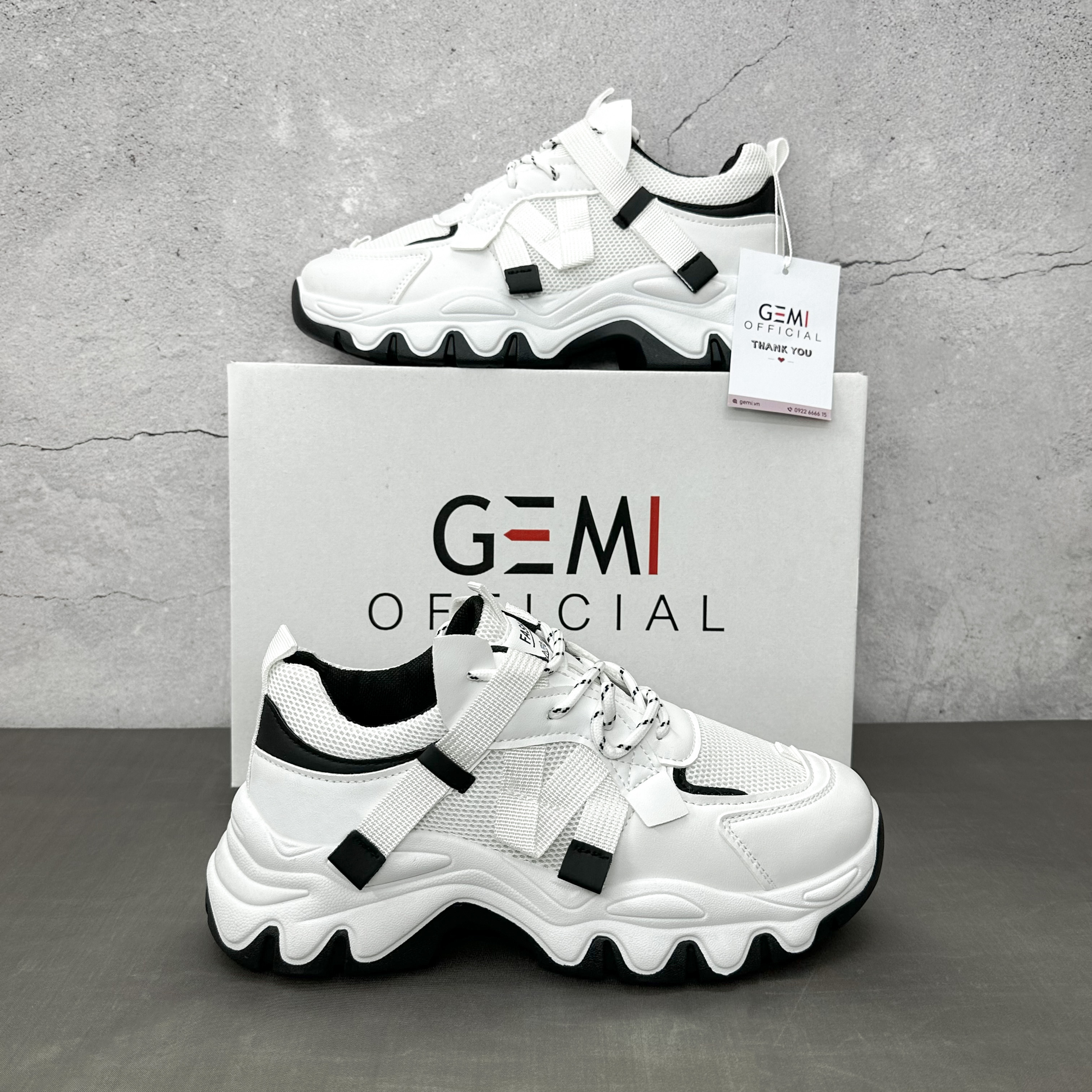 Giày thể thao nữ GEMI - giày ullzzang màu Đen Nâu, Dế dày tăng chiều cao - M7337