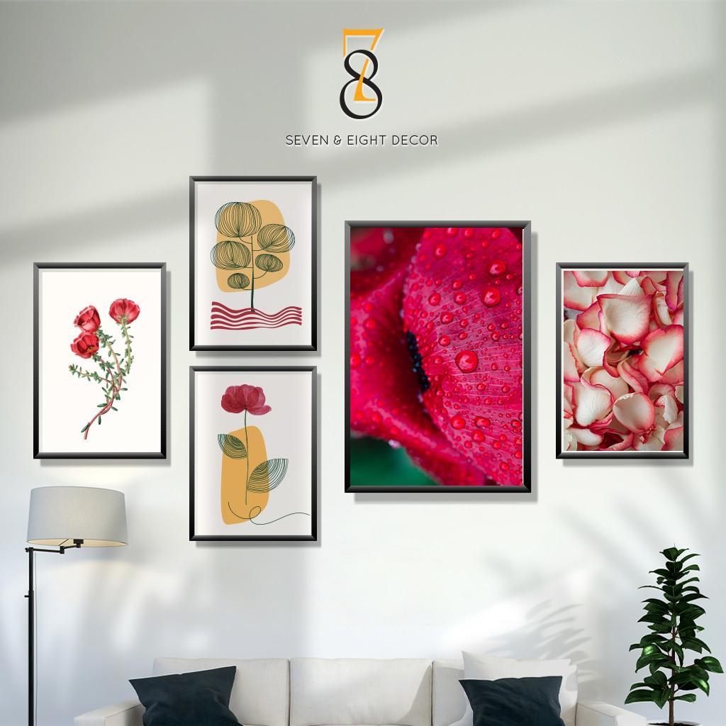 Bộ 05 Tranh Canvas | Tranh Hiện Đại Căng Khung Cao Cấp 5FRED001 | Tặng Kèm Đinh Đa Năng
