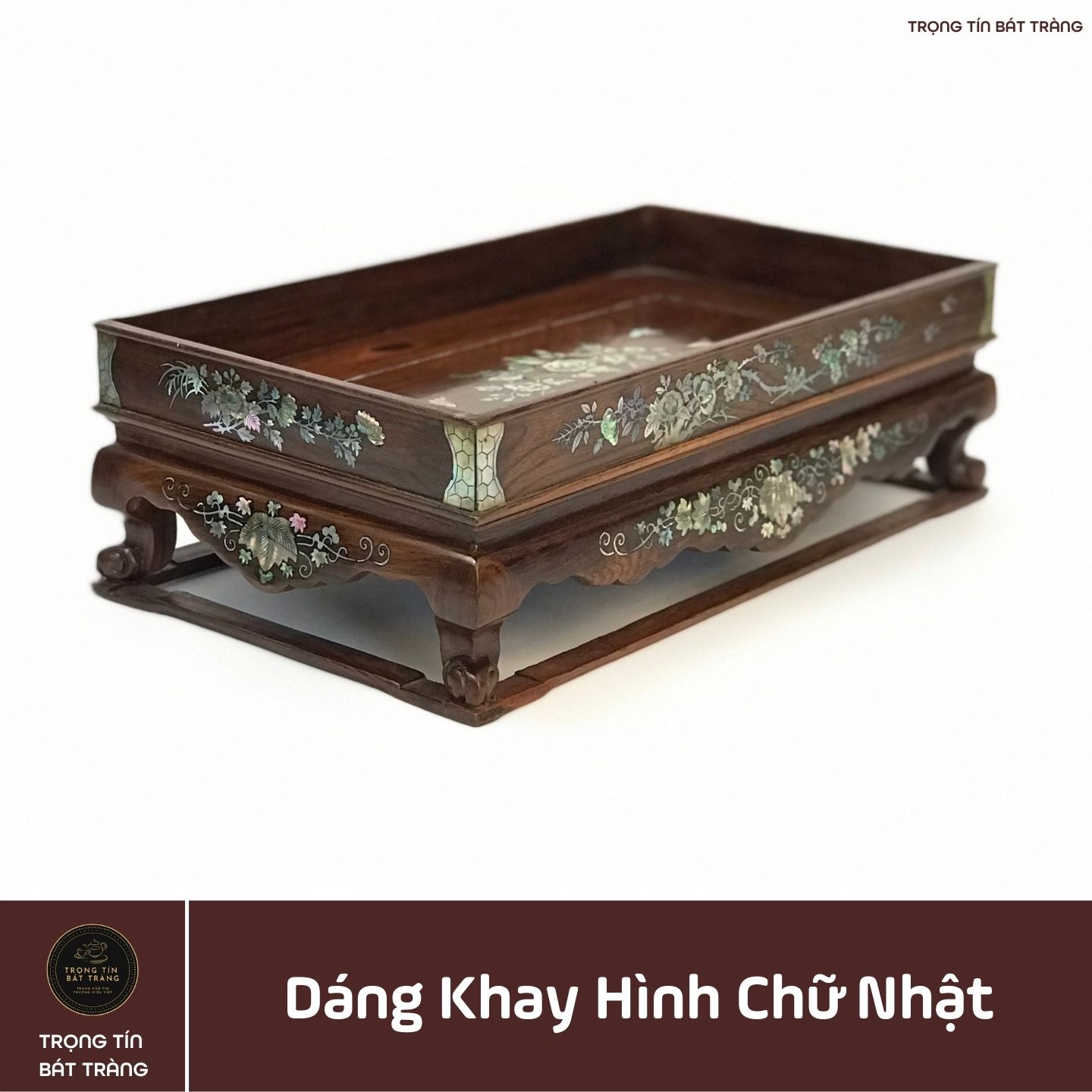 Khay Trà Gỗ Cẩm Hình Chữ Nhật Kích Thước 35*20,5*11 cm KT 89