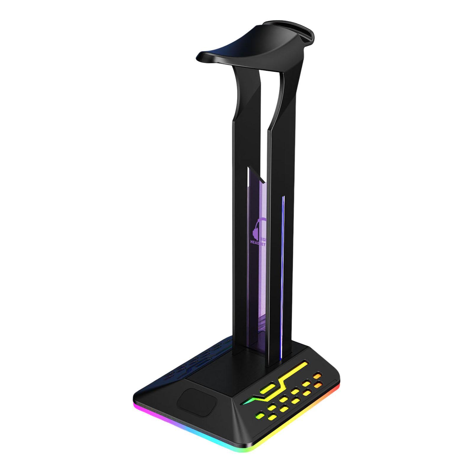 RGB Headphones Stand with 2 USB Ports Desktop Headset Stand Headset Rack for Table Desktop