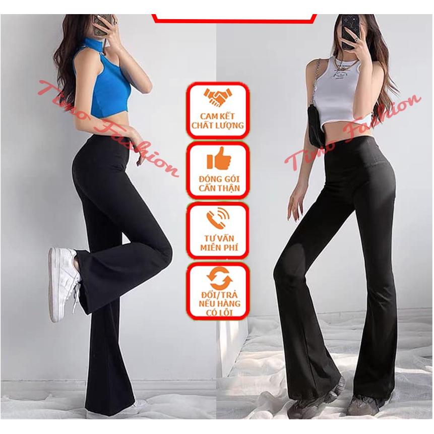 Quần ống loe dáng dài ôm body tôn dáng sexy, quần legging nữ ống loe cực hot trend Q07 - Đen