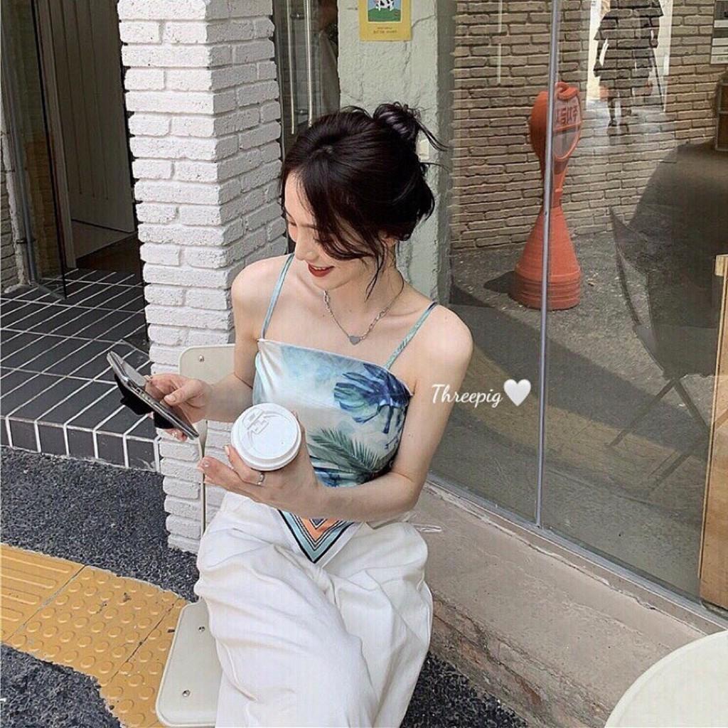 Áo Yếm Nữ ️ Áo 2 Dây️ Vải Lụa Hở Lưng Buộc Nơ Họa Tiết BoHo Trẻ Trung - LINH STORE 99