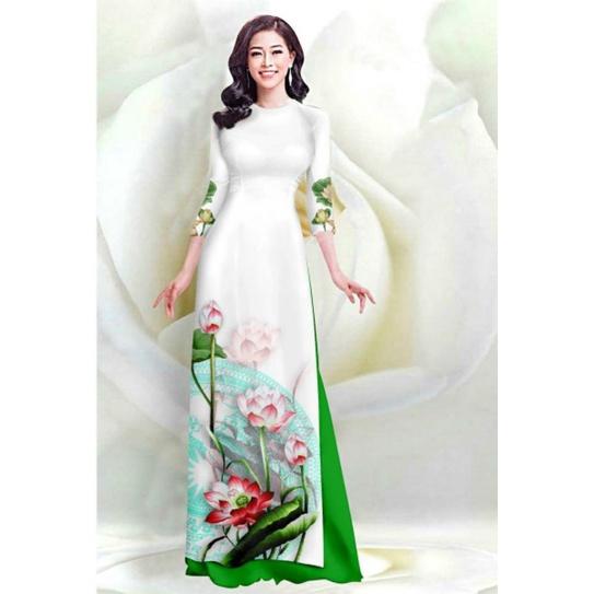 SÉT ÁO DÀI TRUYỀN THỐNG IN HOA SEN + QUẦN DÀI
