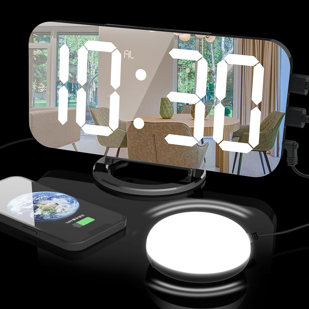 Mirror  Clock for  Vibrating Clock USB Bedside