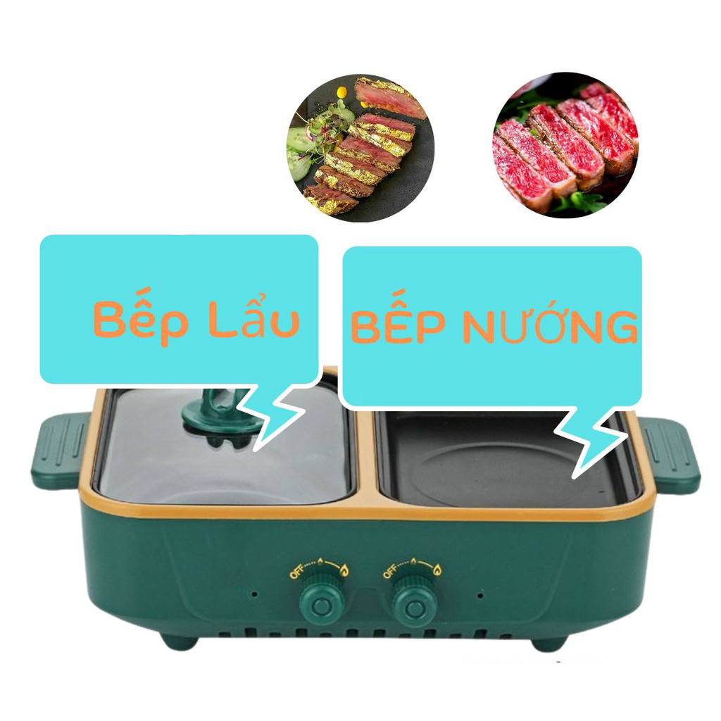 Bếp lẩu nướng mini 2 trong 1 gang tráng men, 2 chế độ lửa - Đa Năng Cao Cấp Đa Năng Tiện Lợi Cho Mỗi Gia Đình