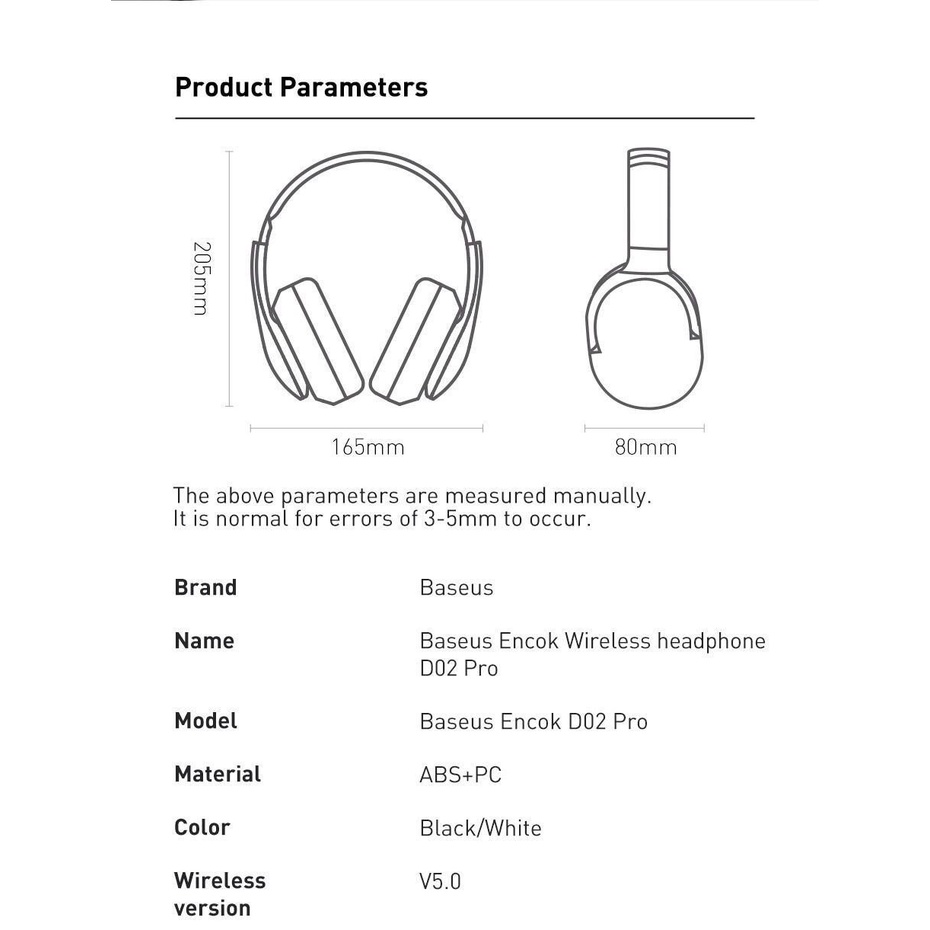 Tai Nghe Chụp Tai Không Dây Cao Cấp Baseus Encok Wireless Headphone D02 Pro Bluetooth 5.0 Âm Thanh Hifi Loa Siêu Trầm - Hàng Chính Hãng