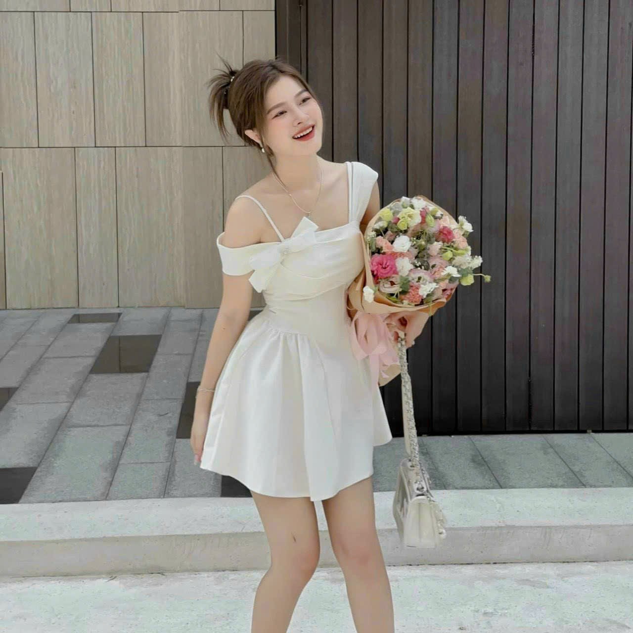 ĐẦM 2 DÂY LỆCH VAI NƠ XINH XẮN