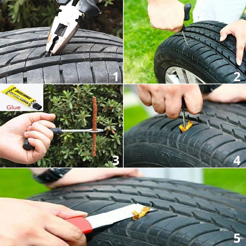Bộ dụng cụ vá lốp xe không ruột cao câp đủ phụ kiện kèm bơm lốp đạp chân loại tốt