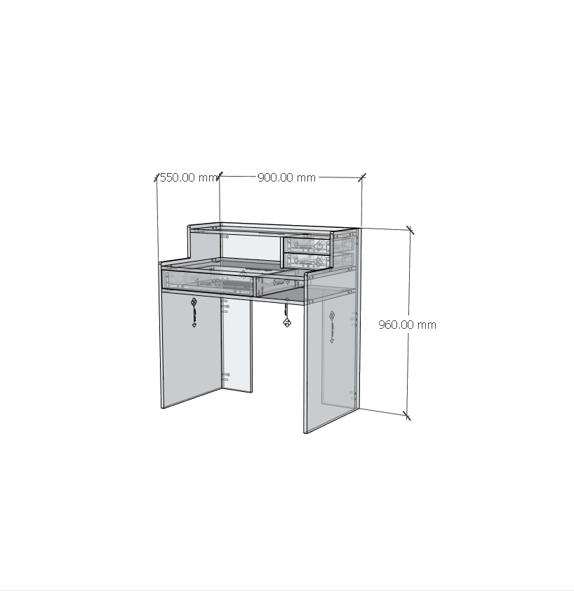 HAPPY FURNITURE , Gỗ tự nhiên , Bàn trang điểm 3 ngăn kéo - GAMZE , BAN_103 , 90cm x 55cm x 96cm