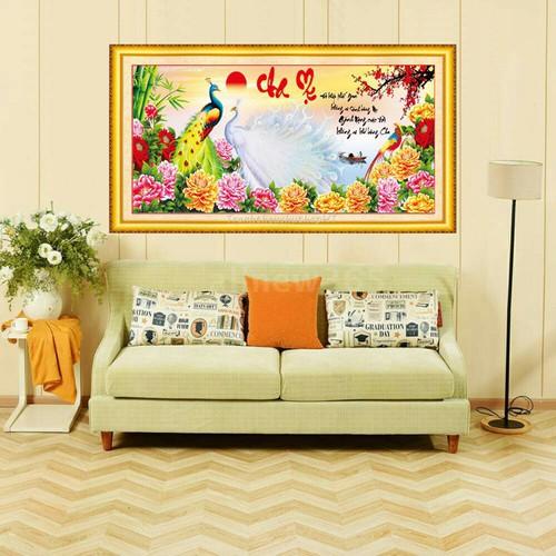 Tranh thêu cha mẹ công hoa mẫu đơn LV3061 - kích thước: 88 * 43cm.