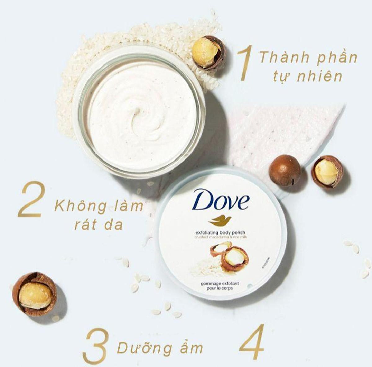 Tẩy Da Chết Dove Exfoliating Body Polish 225ml, Tẩy Tế Bào Chết, Làm Sáng Và Tái Tạo Da Mới, Nhập Đức