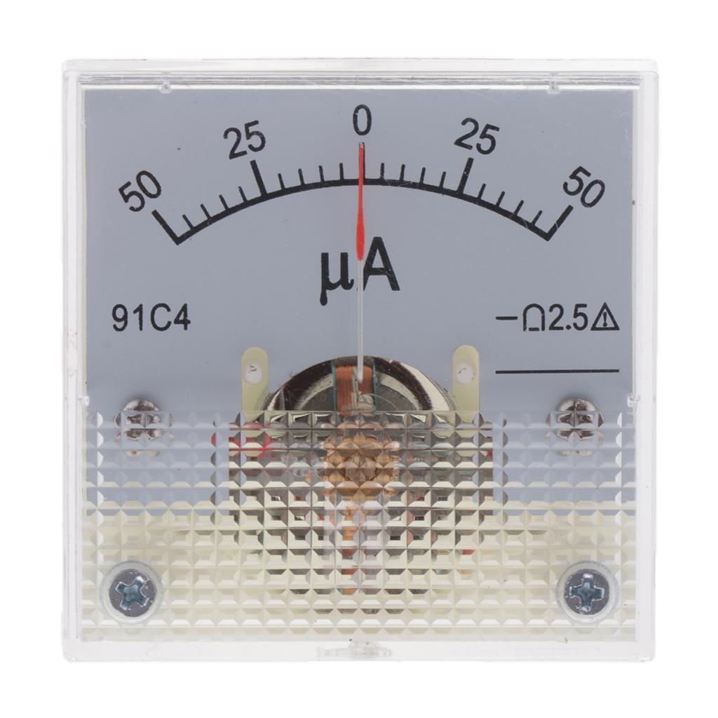 2X DC Ammeter Analog Panel Meter Amp Meter Current Gauge Pointer Type 50uA