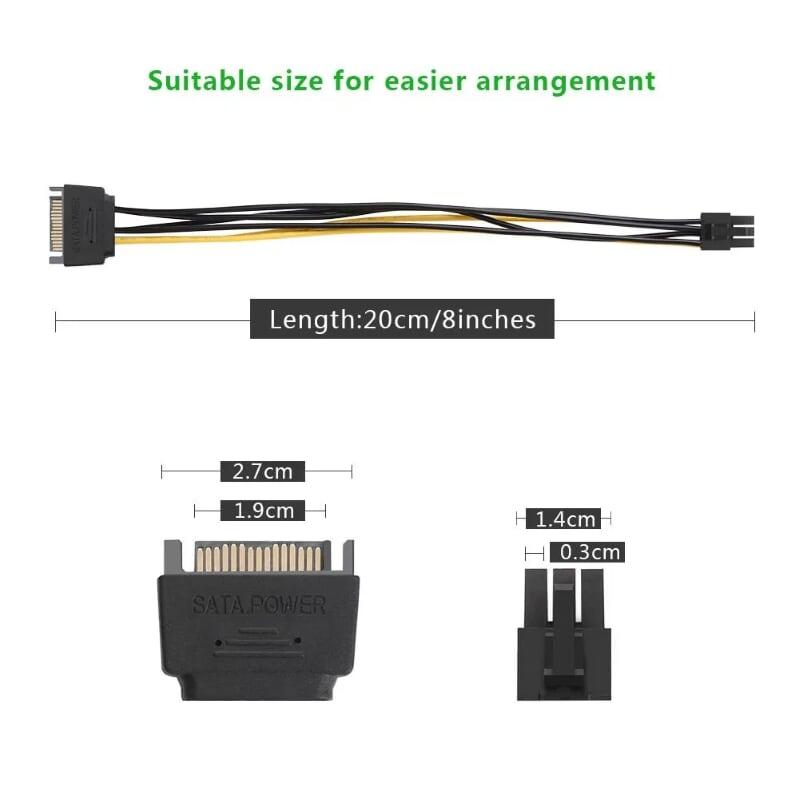 Ugreen UG1063510635TK 20CM cáp nguồn SATA 15 chân ra 6 chân - HÀNG CHÍNH HÃNG