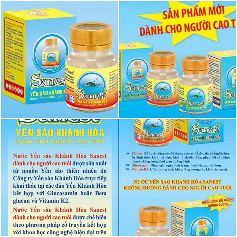 Nước Yến Sào Khánh Hòa Sanest  Không Đường Dành Cho Người Cao Tuổi 70Ml, Hộp 6 Lọ - 096H6