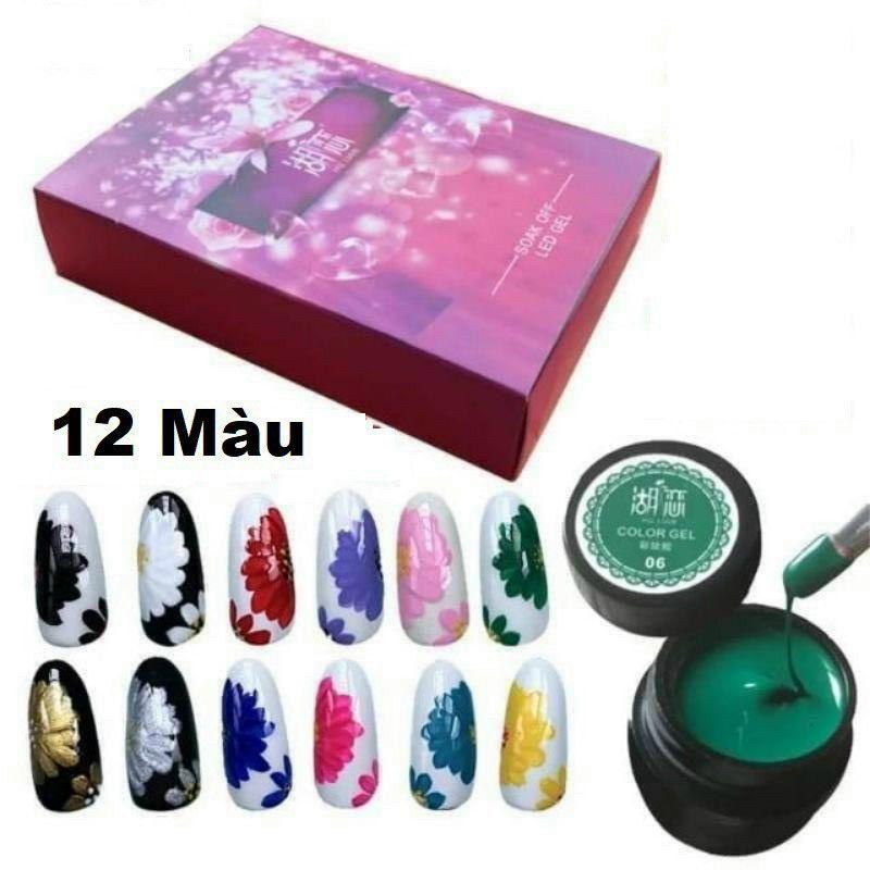 Gel vẽ hulian 12 màu, gel vẽ nổi 12 màu hulian