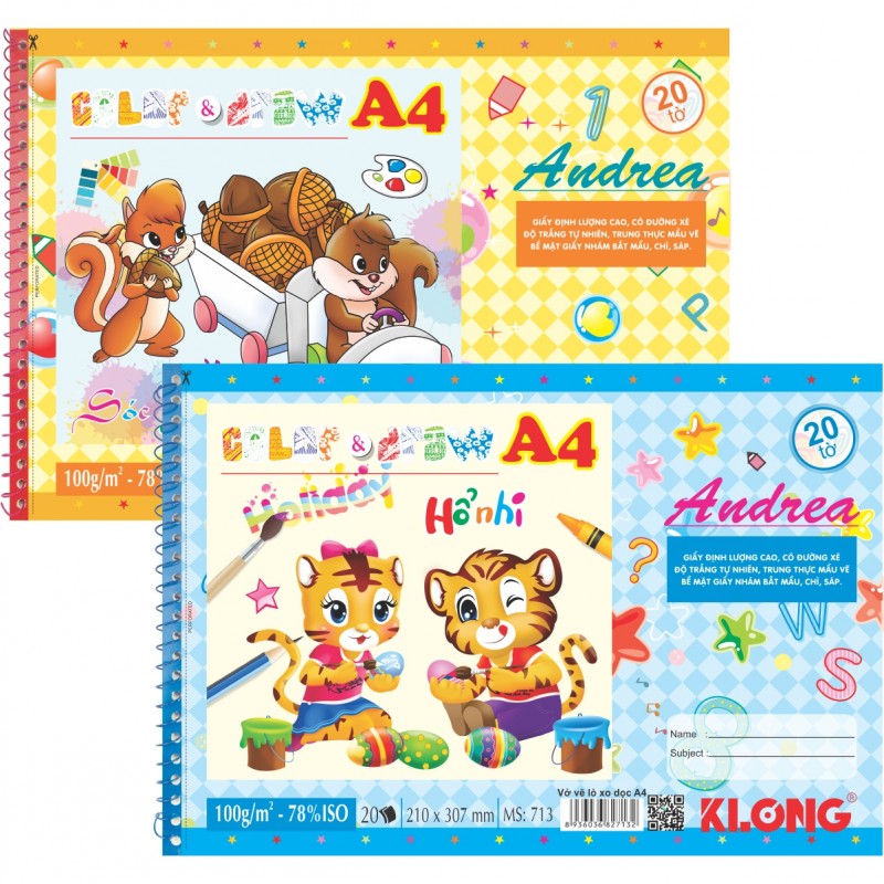 Vở vẽ lò xo xé A4 20 tờ 100/78; MS: 713