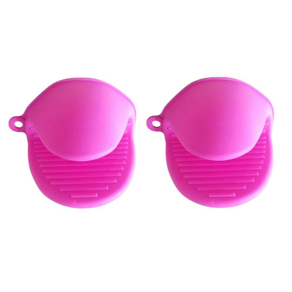 Kitchen Silicone Gloves Heat Resistant Potholders Oven BBQ Baking Hand Clips