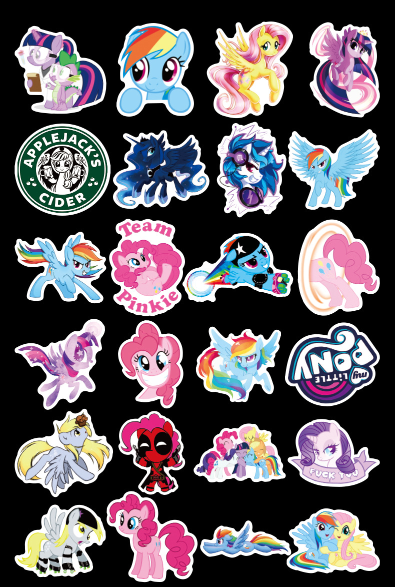 Sticker 50 miếng hình dán Pony