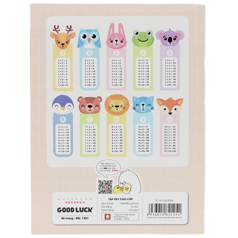 Tập Học Sinh Goodluck - 4 Ô Ly - 96 Trang 120gsm - Hải Tiến 1251 (Mẫu Bìa Giao Ngẫu Nhiên)