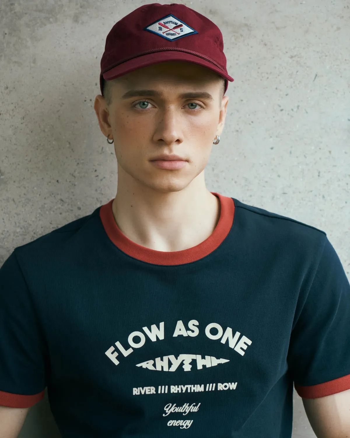 Áo thun tay ngắn nam phối rib hình in .Fitted - ROUTINE 10F25TSS046