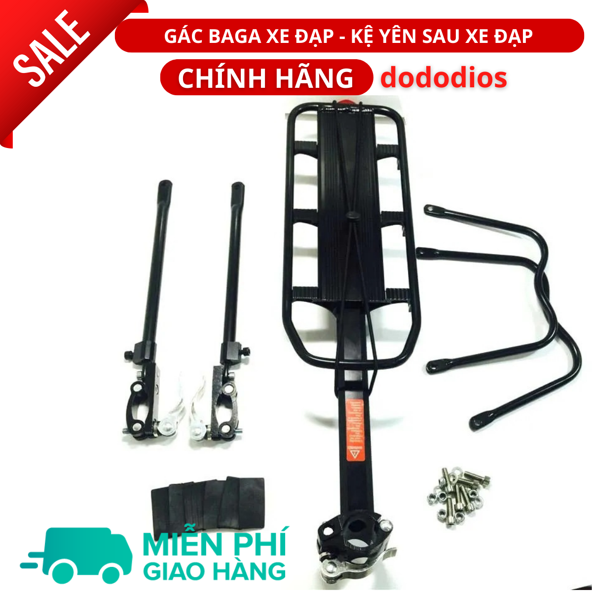 Gác Baga,Kệ Yên Sau Xe Đạp Khung Nhôm Chịu Tải 70kg - Hàng chính hãng dododios