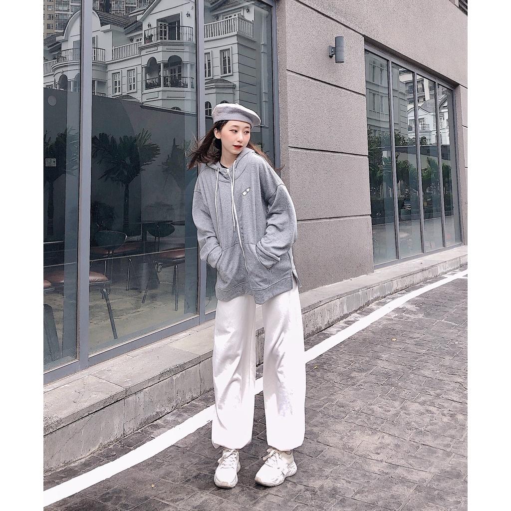 Áo Khoác Nỉ Bông Thêu MOOS Form Rộng Xẻ Tà Ulzzang (Ánh Thật)