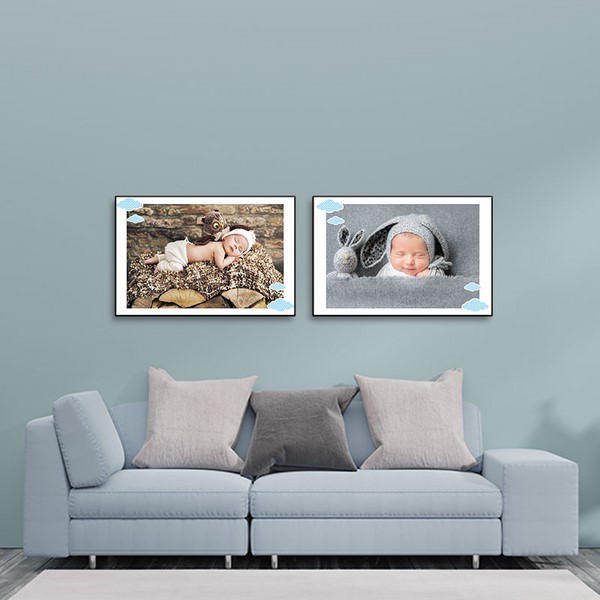 Bộ 2 Tranh Em Bé Dễ Thương - Tranh Treo Phòng Ngủ Canvas W1164