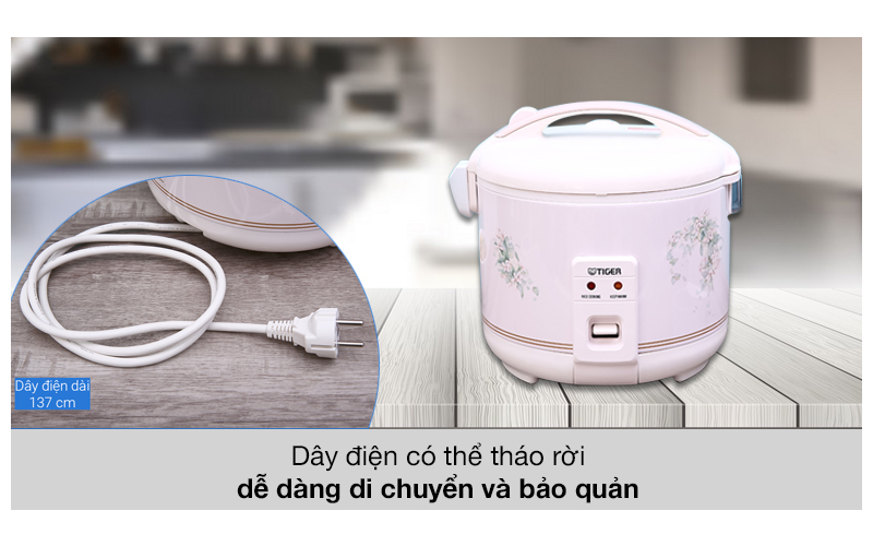 Nồi Cơm Điện Nắp Gài Tiger JNP-1000 - 1L JASMIN - Hàng Chính Hãng