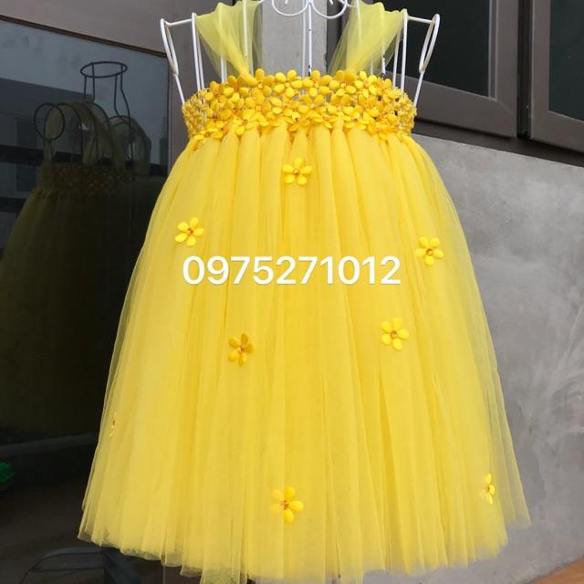 Đầm tutu vàng hoa nhí