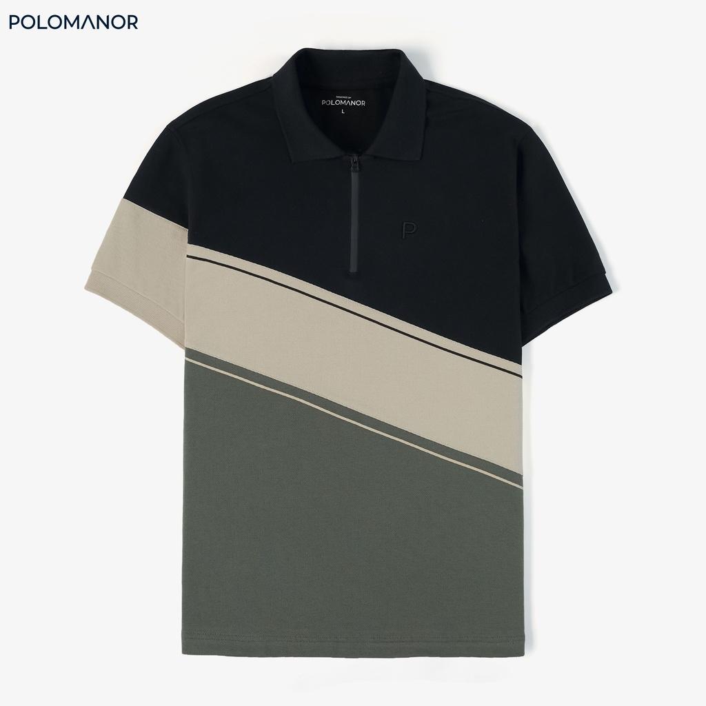 Áo Polo nam phối TINO vải cá sấu cotton CMC, nam tính, thanh lịch, sang trọng - POLOMANOR