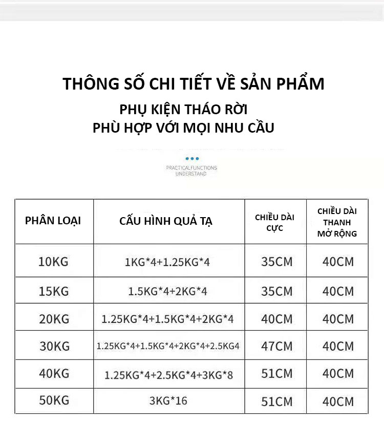 Bộ Tạ Tay + Tạ Đẩy 2in1 Đa Năng - Vật Liệu Cao Cấp - Đủ Kích Cỡ - Hàng Nhập Khẩu