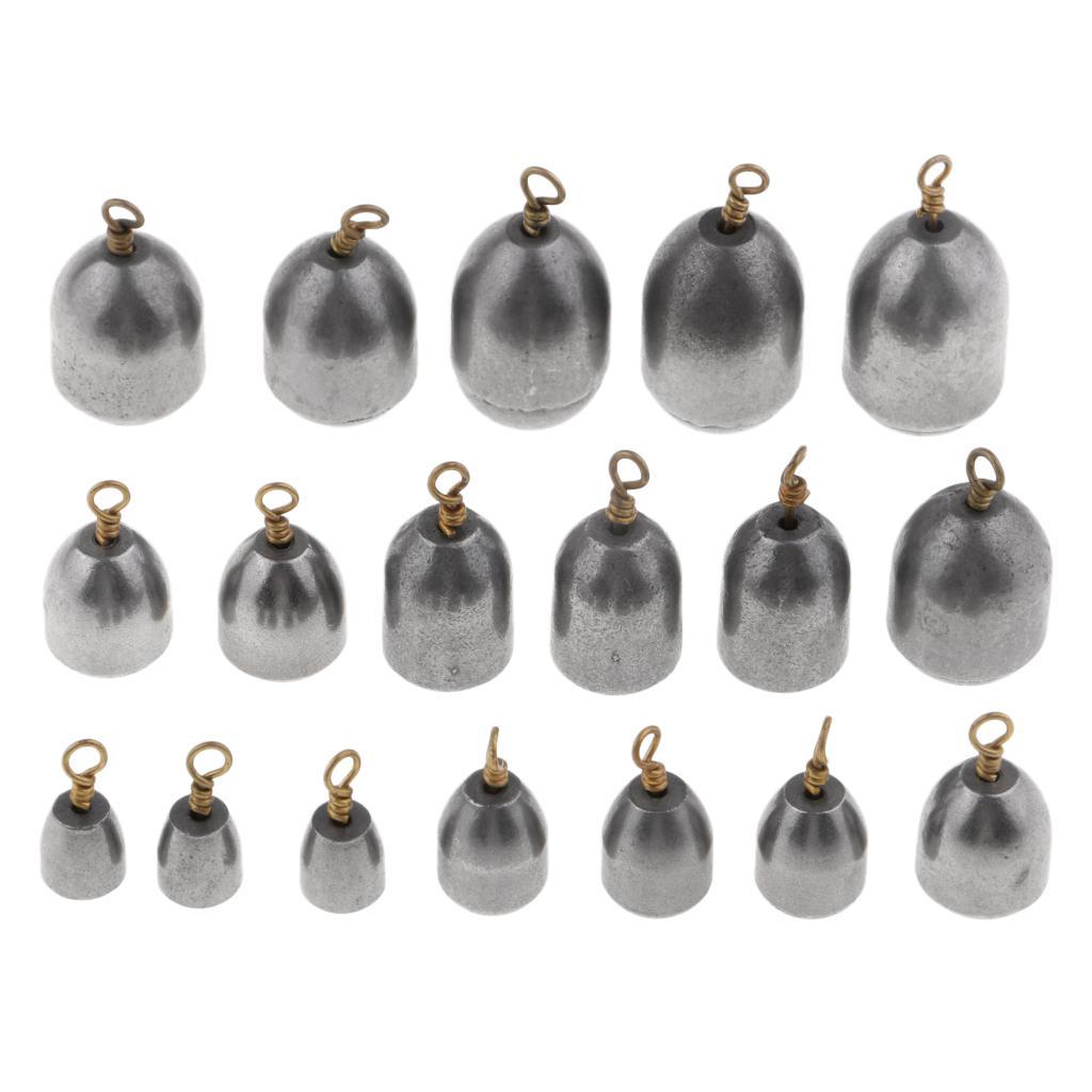 18pcs Mixed Sizes Iron Sinker Drop Shot Weights for Saltwater/Freshwater Carp Fishing