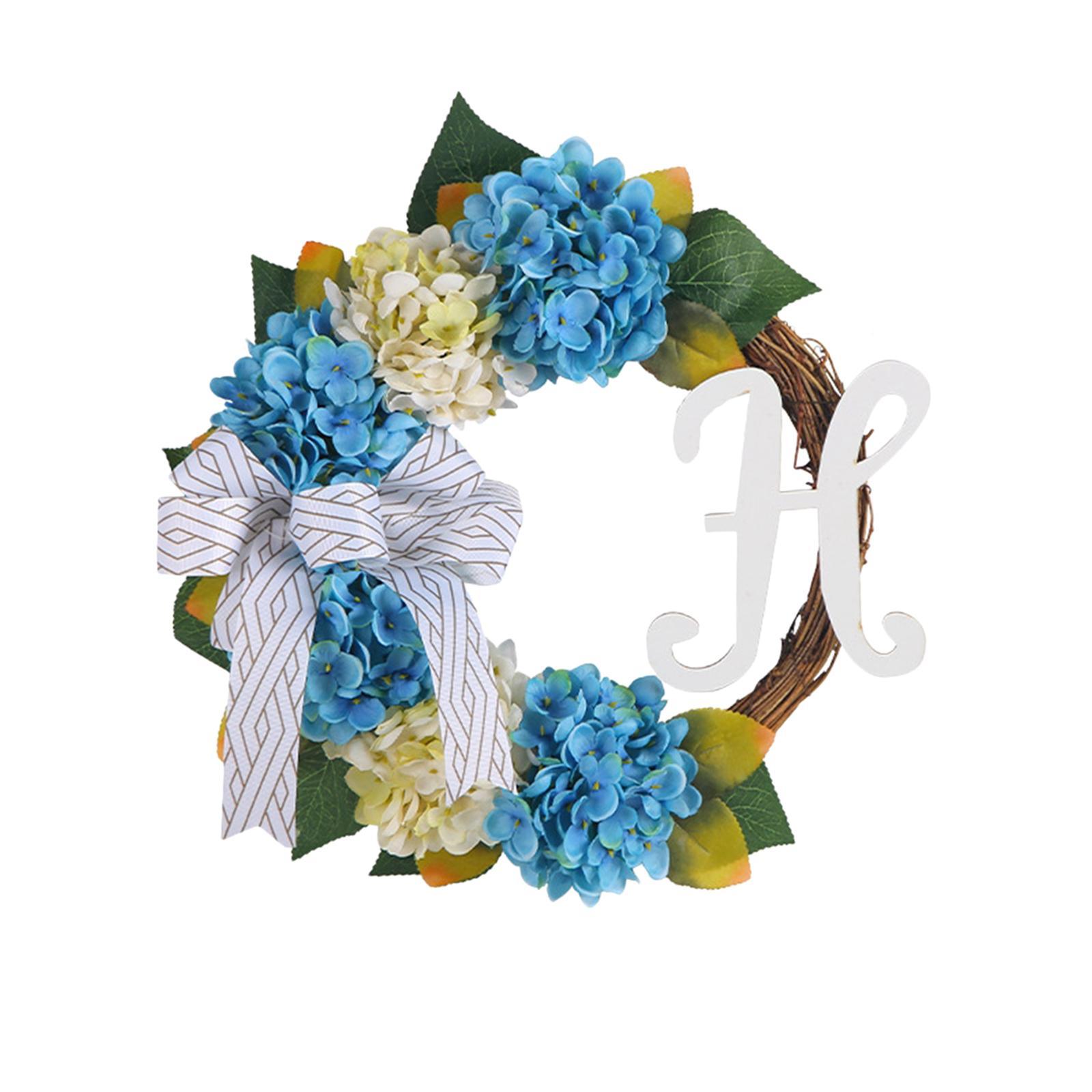 Hydrangea Wreaths Front Door Greenery Flower Garland Indoor Outdoor with Bow Artificial Flowers Wreath Cottage Wreath for Celebration Easter