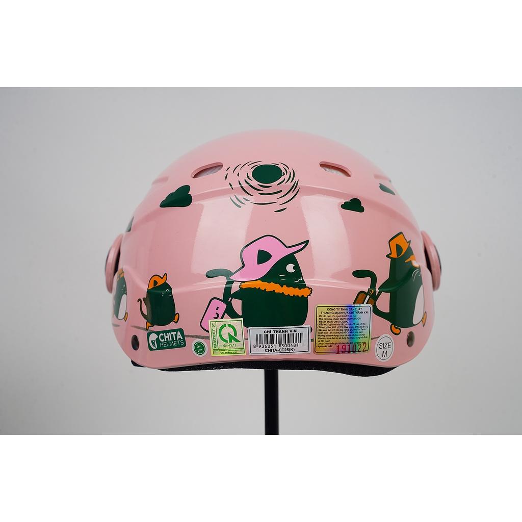 Mũ Bảo Hiểm Trẻ Em CHITA HELMETS CT25 Tem Mèo Du lịch