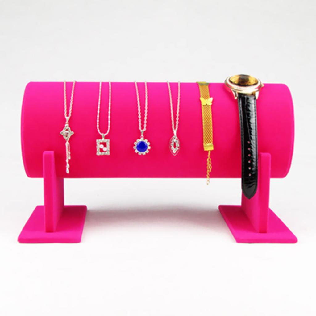 Velvet T-Bar Jewelry Holder Rack Bracelet Necklace Organizer Display Black