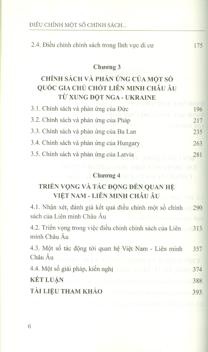 Điều Chỉnh Một Số Chính Sách Của Liên Minh Châu Âu Từ Xung Đột Nga - Ukraine Và Tác Động Đến Quan Hệ Việt Nam - Liên Minh Châu Âu (Sách Chuyên Khảo)