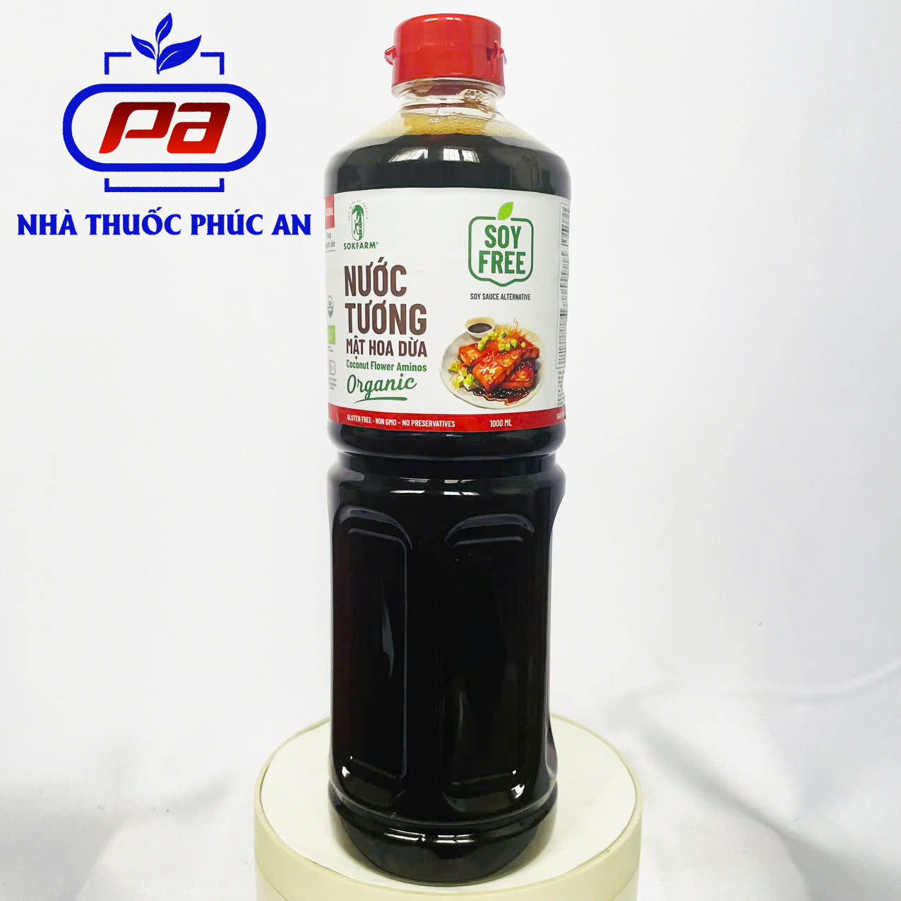Nước tương mật hoa dừa Sokfarm 200ml - 1L nước tương ít mặn không đậu nành không chất bảo quản
