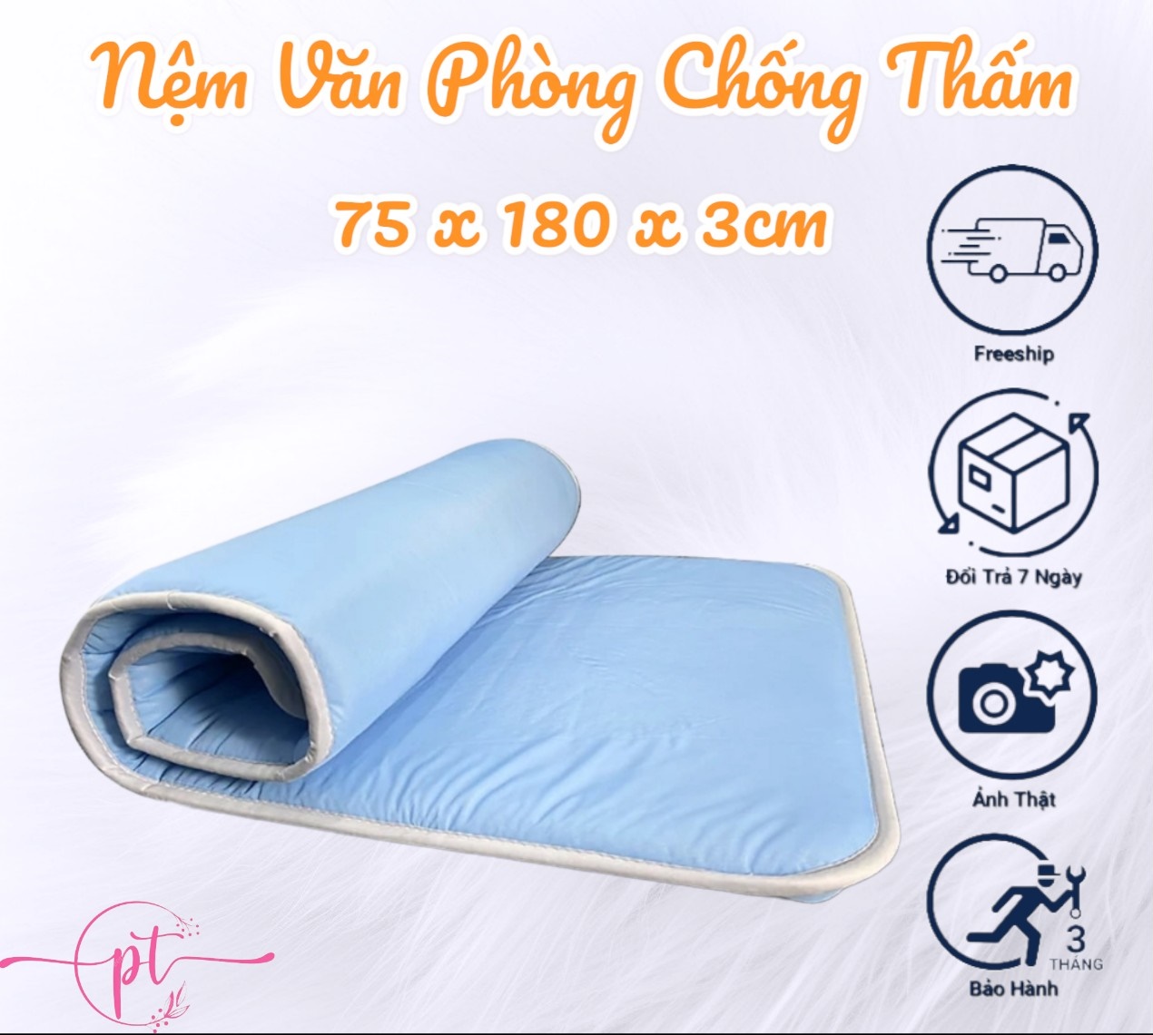 SALE SỐC NỆM VĂN PHÒNG- ĐỆM NGỦ VĂN PHÒNG CHỐNG THẮM NƯỚC 75 X 180 X 3CM ( GIAO MÀU NGẪU NHIÊN )