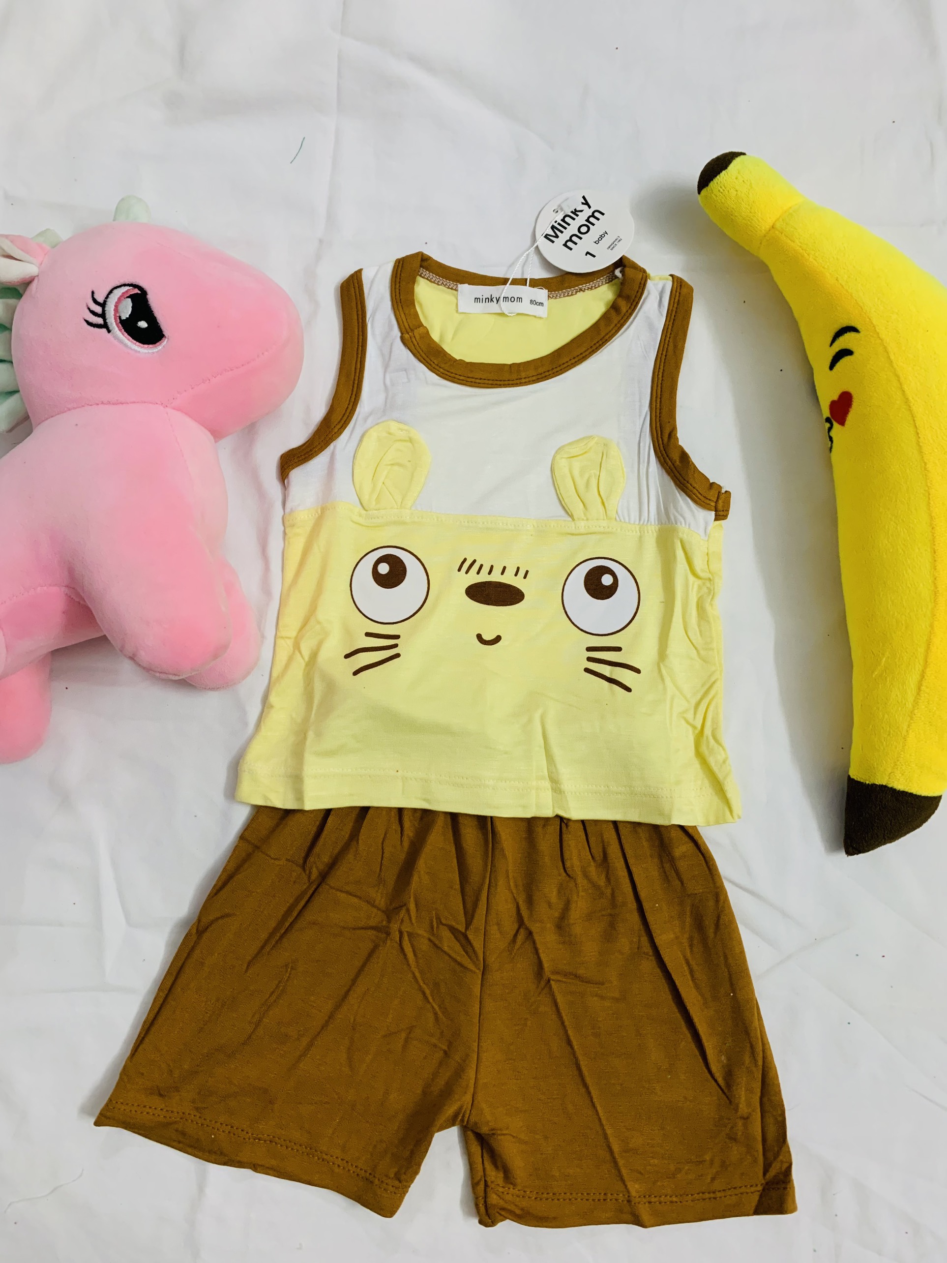 Bộ ba lỗ THUN LẠNH MINKY MOM In Hình Toàn Thân Dễ Thương Cho Bé từ 6kg - 16kg