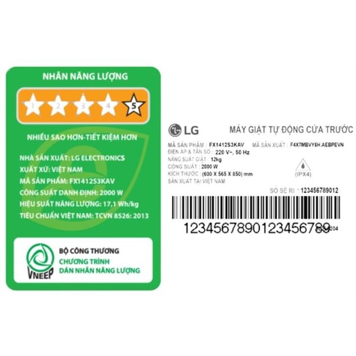 Máy Giặt Lồng Ngang LG AI DD Inverter 12 kg FX1412S3KAV - Hàng Chính Hãng - Model 2025