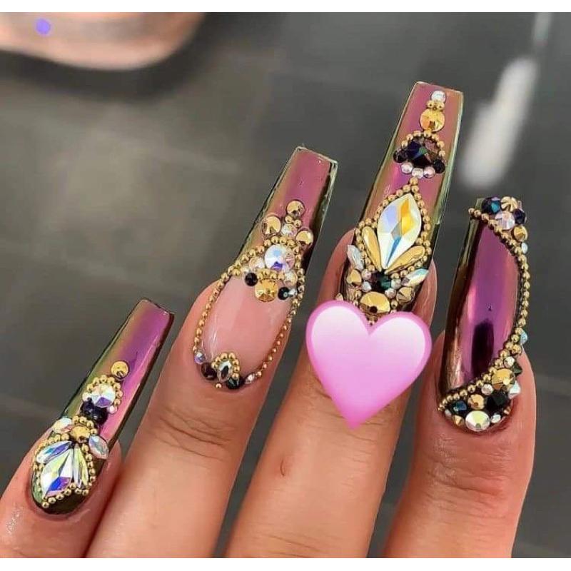 Charm thanh bạc và mix size thả,trang trí móng